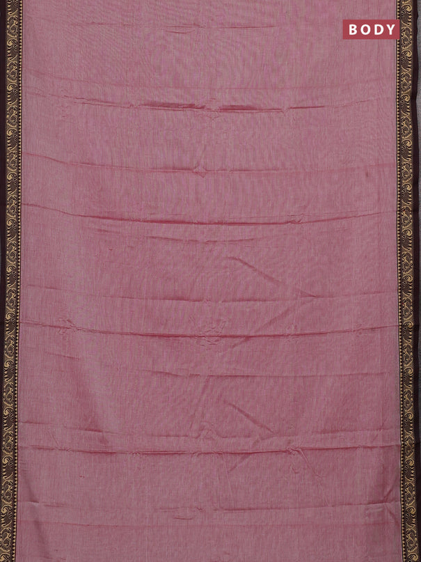 Narayanpet cotton saree red shade with plain body and temple design thread woven border