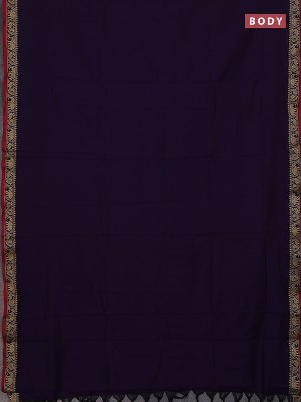 Narayanpet cotton saree violet and maroon with plain body and temple design thread woven border