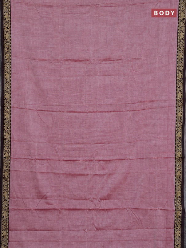 Narayanpet cotton saree red shade with plain body and temple design thread woven border