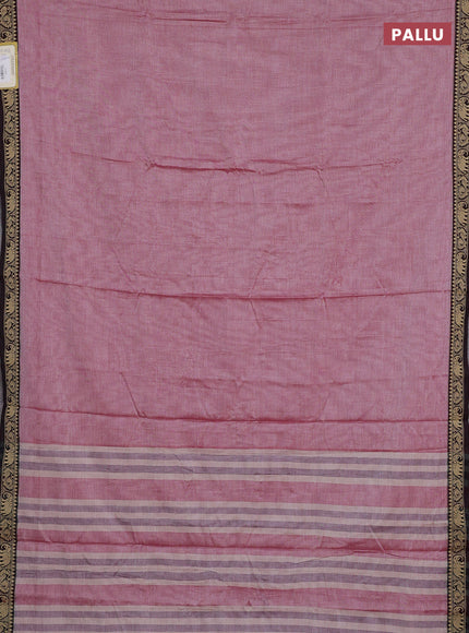 Narayanpet cotton saree red shade with plain body and temple design thread woven border