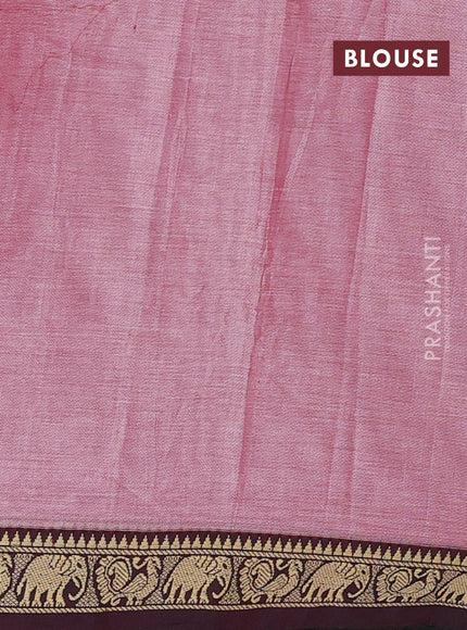 Narayanpet cotton saree red shade with plain body and temple design thread woven border