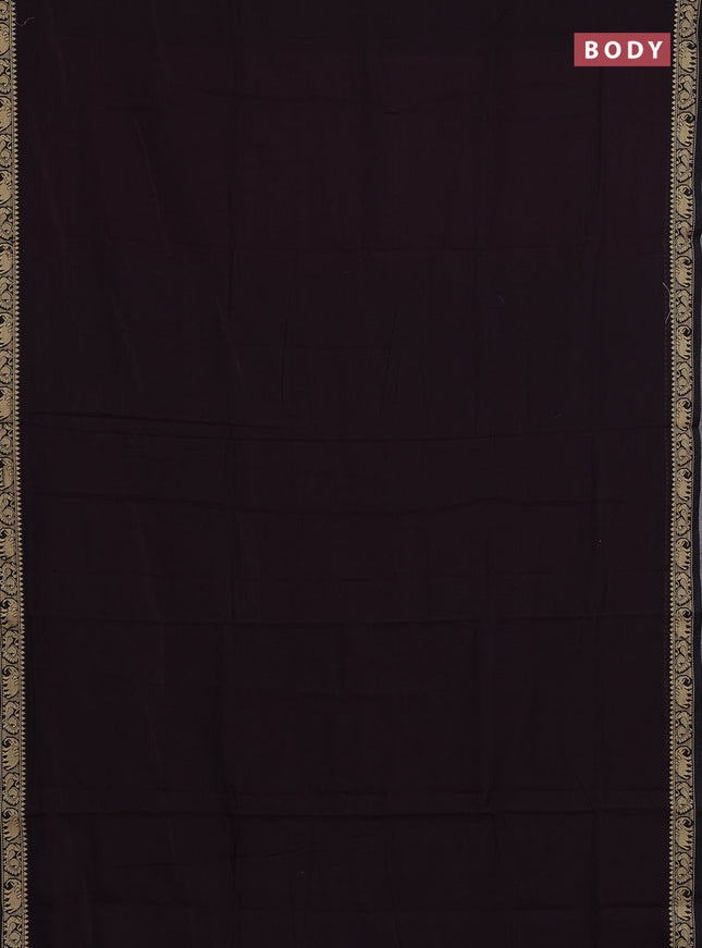 Narayanpet cotton saree deep wine shade with plain body and temple design thread woven border