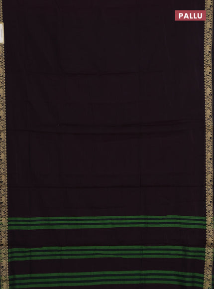 Narayanpet cotton saree deep wine shade with plain body and temple design thread woven border