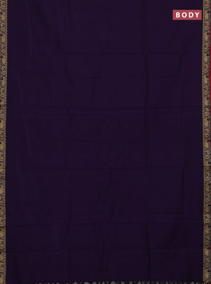 Narayanpet cotton saree violet and maroon with plain body and temple design thread woven border