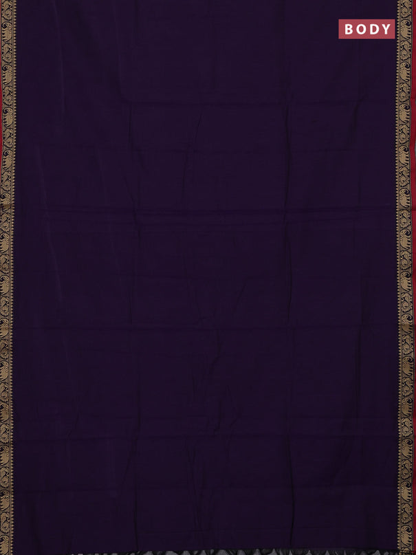 Narayanpet cotton saree violet and maroon with plain body and temple design thread woven border