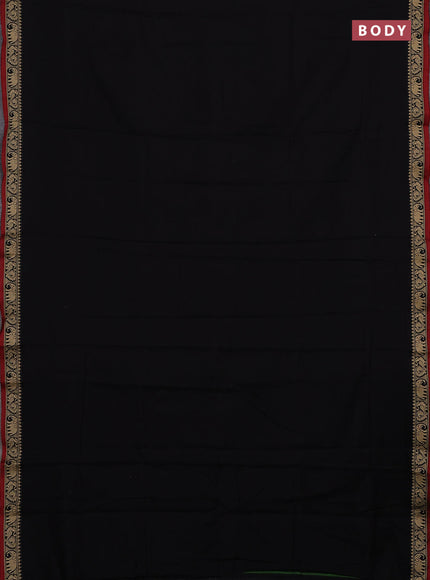 Narayanpet cotton saree black and maroon with plain body and temple design thread woven border