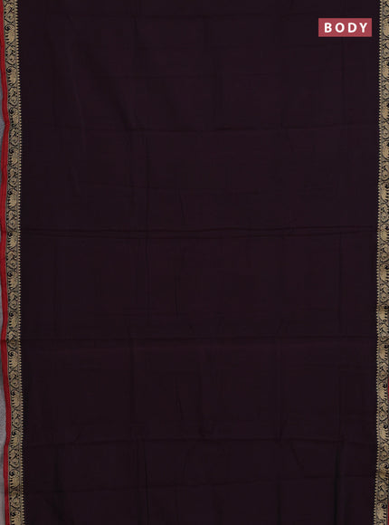 Narayanpet cotton saree wine shade and maroon with plain body and temple design thread woven border