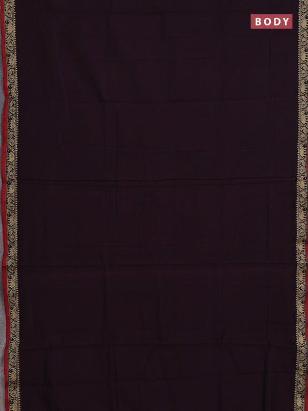 Narayanpet cotton saree wine shade and maroon with plain body and temple design thread woven border