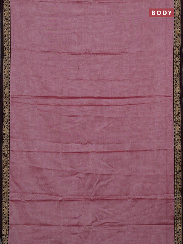 Narayanpet cotton saree maroon shade with plain body and temple design thread woven border