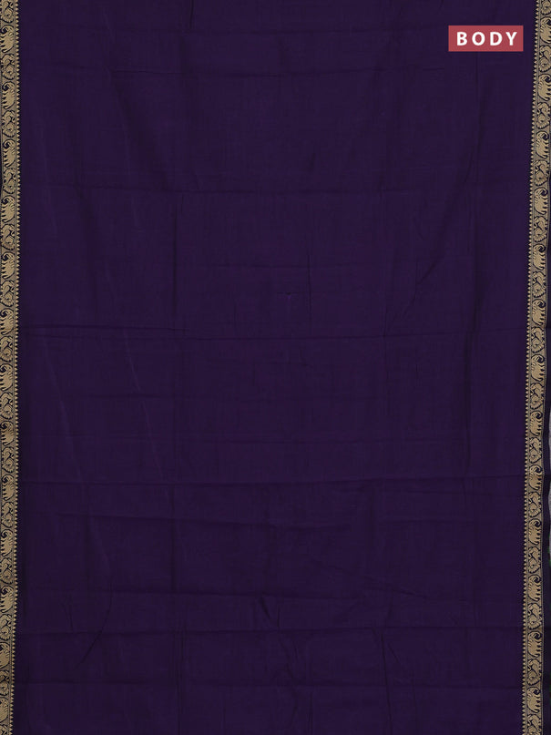Narayanpet cotton saree violet with plain body and temple design thread woven border
