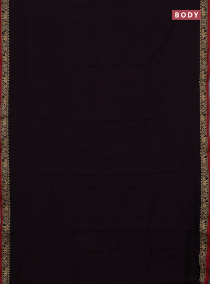 Narayanpet cotton saree wine shade and maroon with plain body and temple design thread woven border