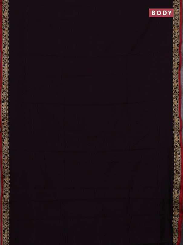 Narayanpet cotton saree wine shade and maroon with plain body and temple design thread woven border