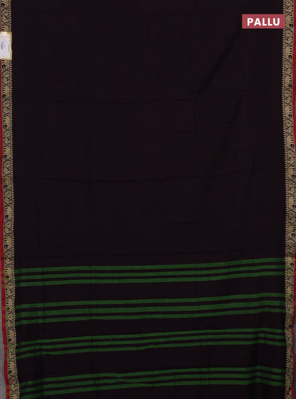 Narayanpet cotton saree wine shade and maroon with plain body and temple design thread woven border