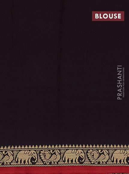 Narayanpet cotton saree wine shade and maroon with plain body and temple design thread woven border