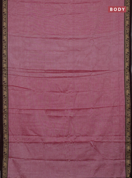Narayanpet cotton saree maroon shade with plain body and temple design thread woven border
