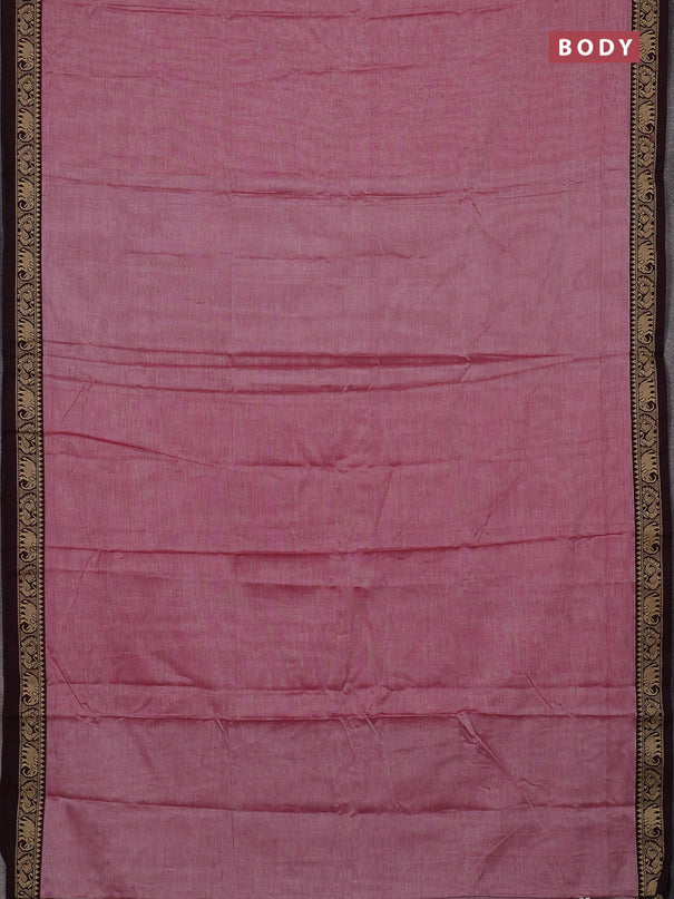 Narayanpet cotton saree maroon shade with plain body and temple design thread woven border