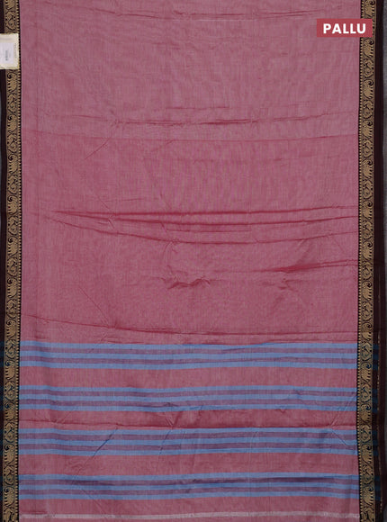 Narayanpet cotton saree maroon shade with plain body and temple design thread woven border