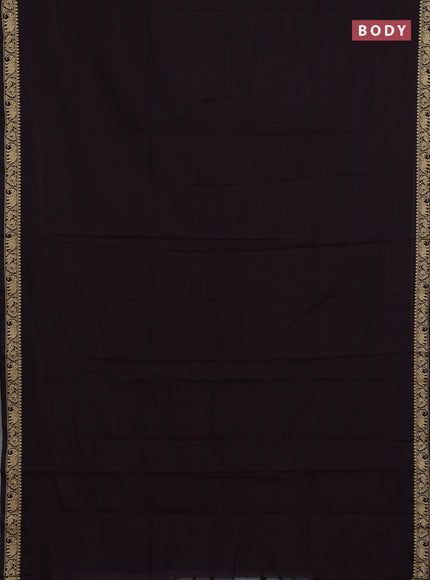 Narayanpet cotton saree deep wine shade with plain body and temple design thread woven border