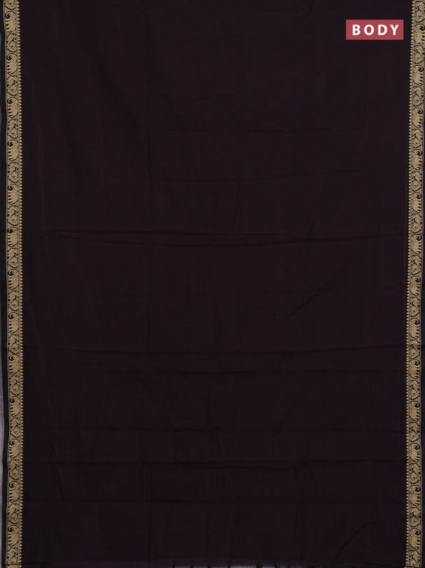 Narayanpet cotton saree deep wine shade with plain body and temple design thread woven border