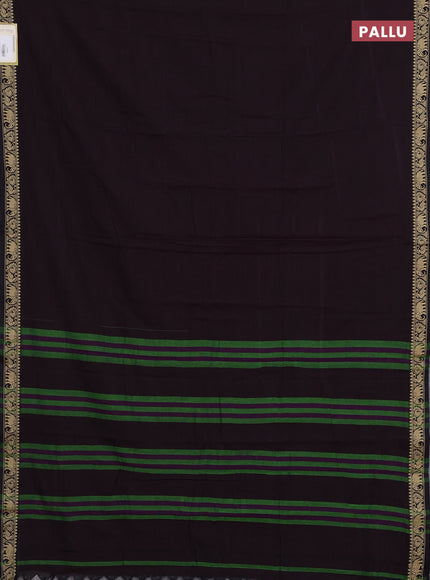 Narayanpet cotton saree deep wine shade with plain body and temple design thread woven border