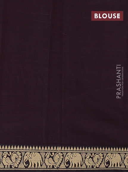 Narayanpet cotton saree deep wine shade with plain body and temple design thread woven border