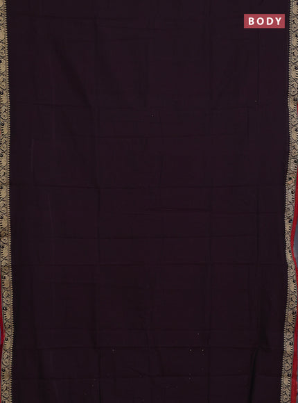 Narayanpet cotton saree deep wine shade and maroon with plain body and temple design thread woven border