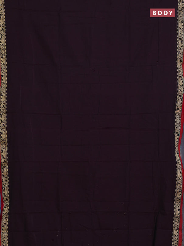 Narayanpet cotton saree deep wine shade and maroon with plain body and temple design thread woven border