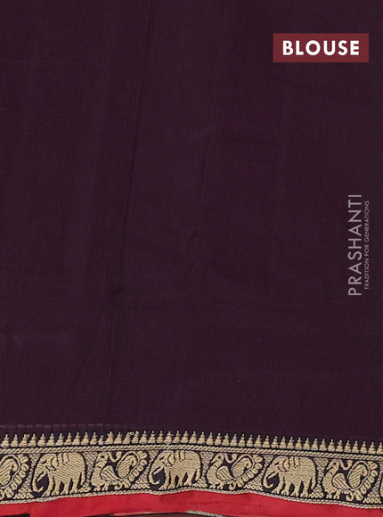 Narayanpet cotton saree deep wine shade and maroon with plain body and temple design thread woven border