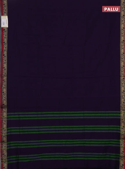 Narayanpet cotton saree violet and maroon with plain body and temple design thread woven border