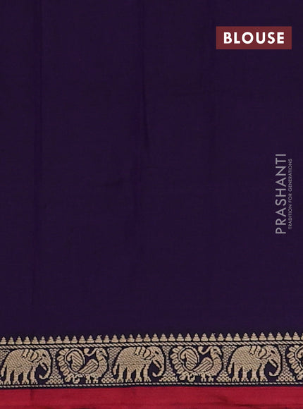 Narayanpet cotton saree violet and maroon with plain body and temple design thread woven border