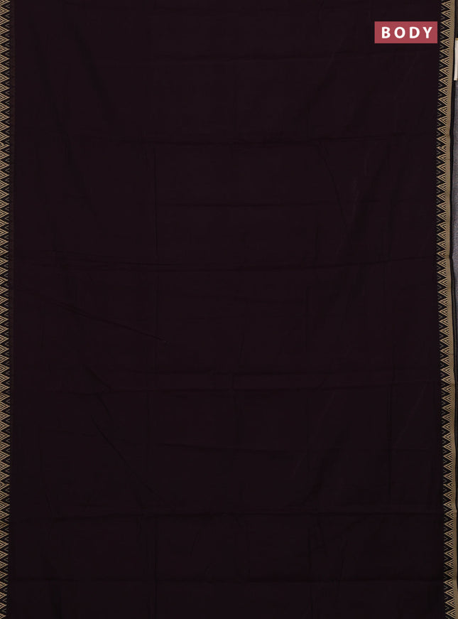 Narayanpet cotton saree deep wine with plain body and temple design thread woven border