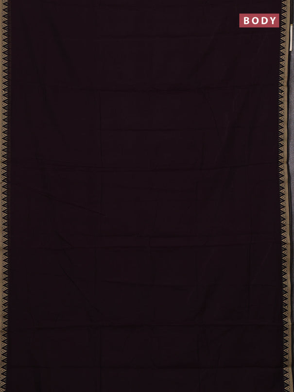 Narayanpet cotton saree deep wine with plain body and temple design thread woven border