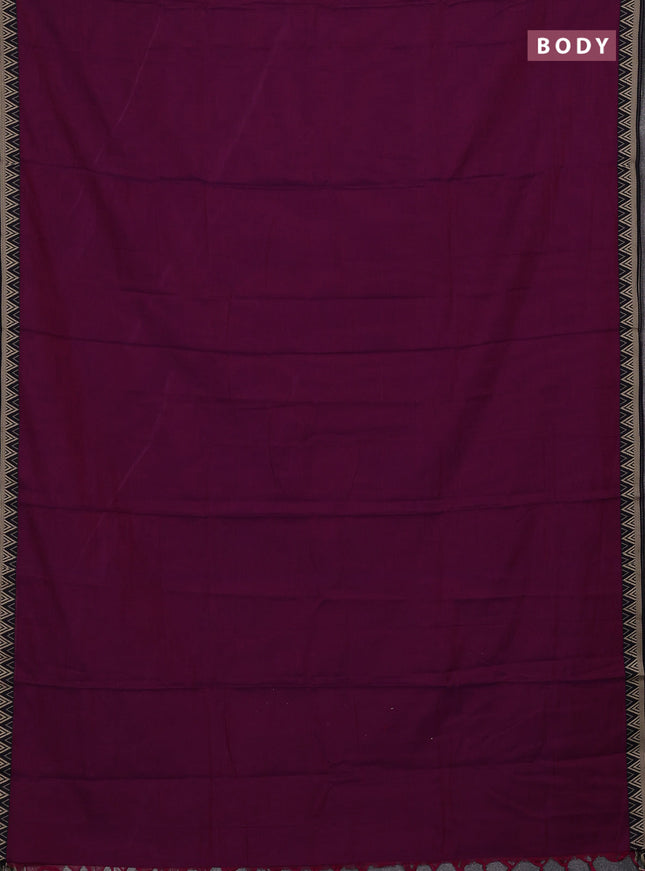 Narayanpet cotton saree magenta pink and deep violet with plain body and temple design thread woven border