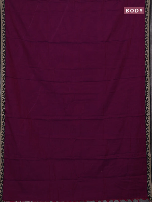 Narayanpet cotton saree magenta pink and deep violet with plain body and temple design thread woven border