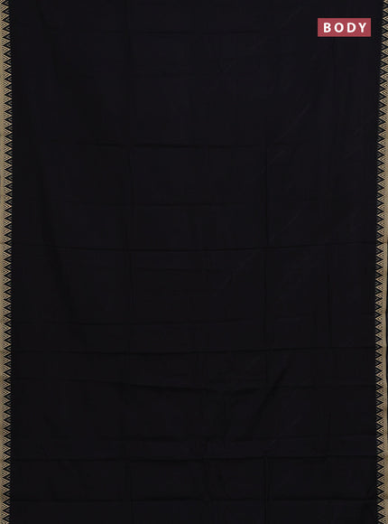 Narayanpet cotton saree black with plain body and temple design thread woven border