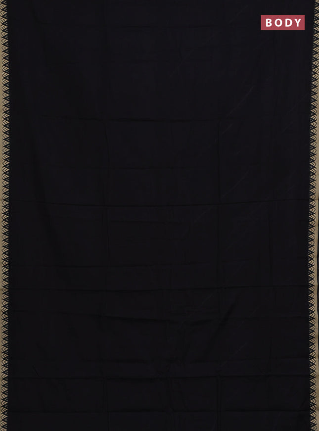 Narayanpet cotton saree black with plain body and temple design thread woven border