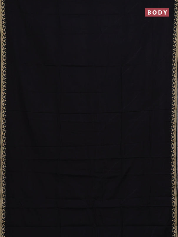 Narayanpet cotton saree black with plain body and temple design thread woven border