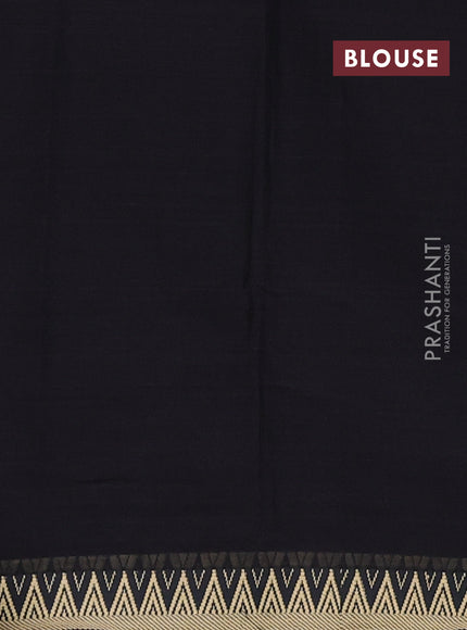 Narayanpet cotton saree black with plain body and temple design thread woven border