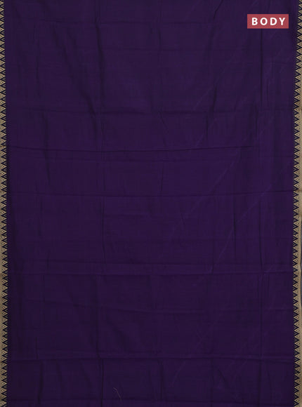 Narayanpet cotton saree violet with plain body and temple design thread woven border