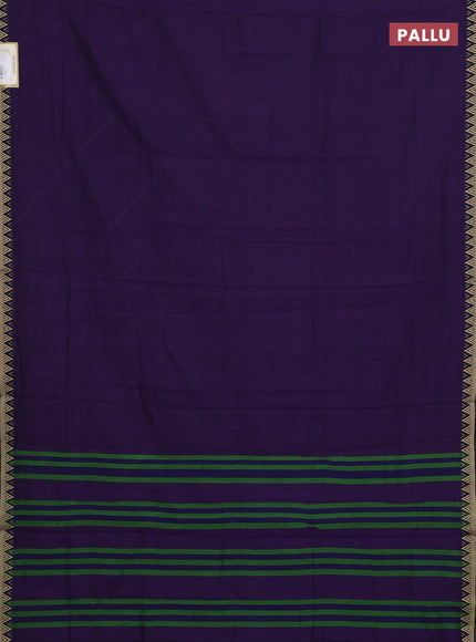Narayanpet cotton saree violet with plain body and temple design thread woven border