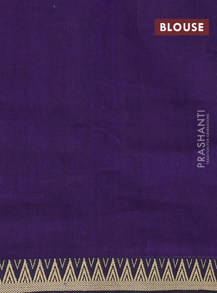 Narayanpet cotton saree violet with plain body and temple design thread woven border