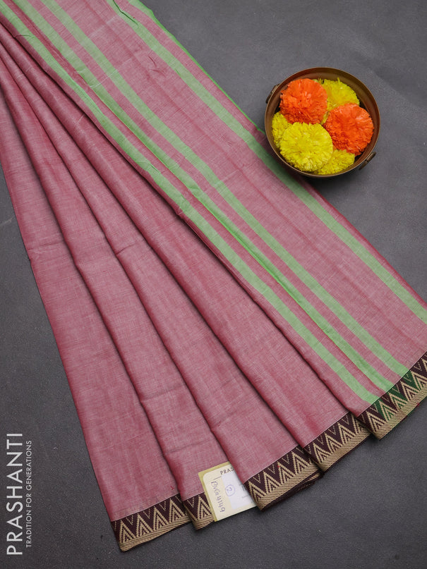Narayanpet cotton saree maroon shade with plain body and temple design thread woven border