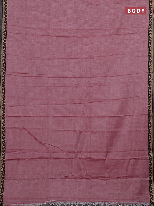 Narayanpet cotton saree maroon shade with plain body and temple design thread woven border