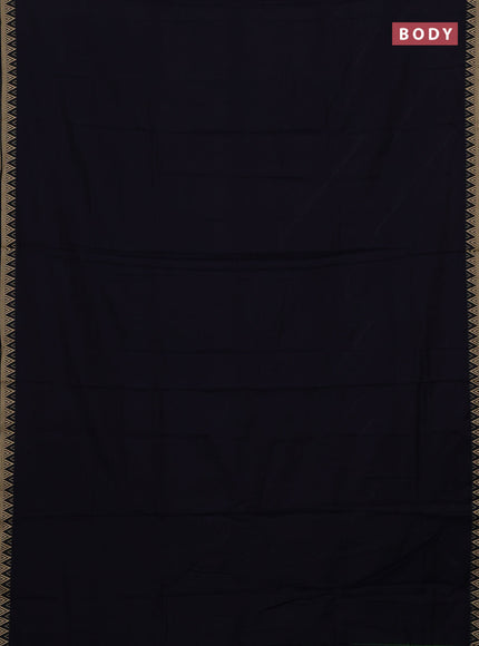 Narayanpet cotton saree navy blue with plain body and temple design thread woven border
