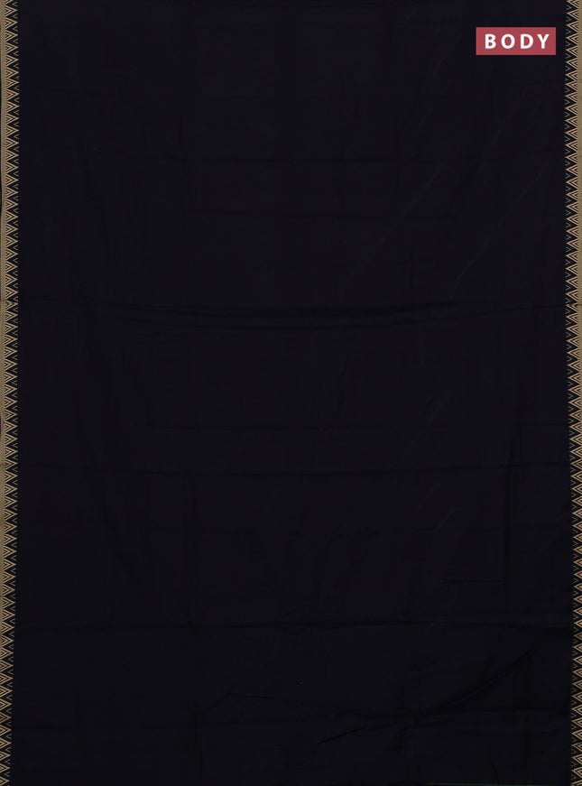 Narayanpet cotton saree navy blue with plain body and temple design thread woven border