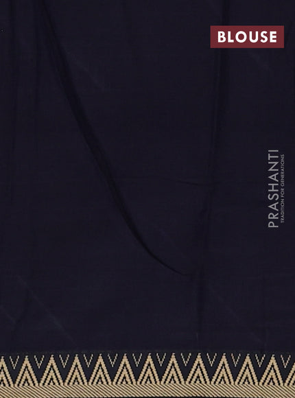 Narayanpet cotton saree navy blue with plain body and temple design thread woven border