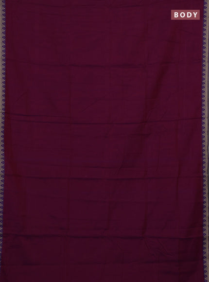 Narayanpet cotton saree magenta pink and purple with plain body and temple design thread woven border