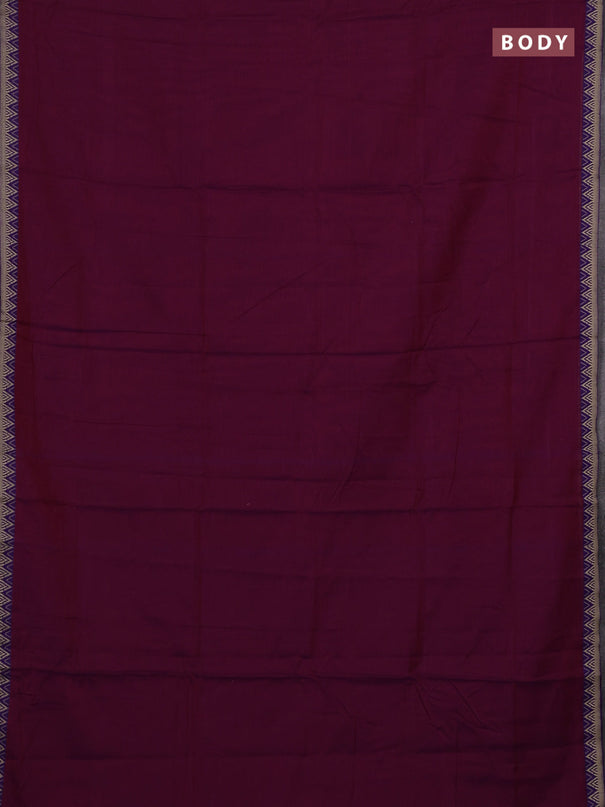 Narayanpet cotton saree magenta pink and purple with plain body and temple design thread woven border