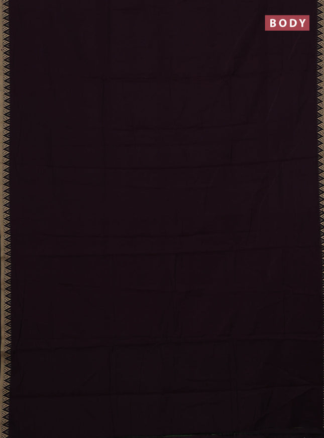 Narayanpet cotton saree deep wine with plain body and temple design thread woven border