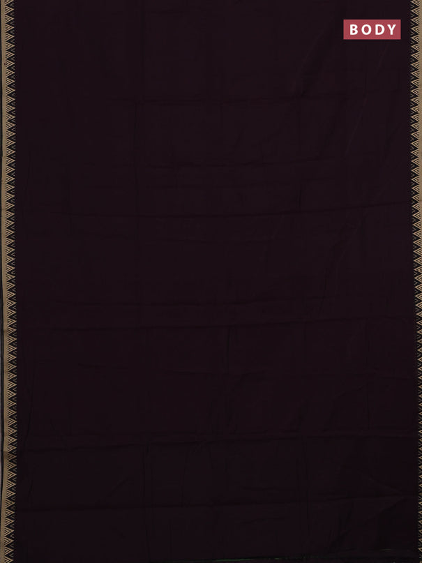 Narayanpet cotton saree deep wine with plain body and temple design thread woven border